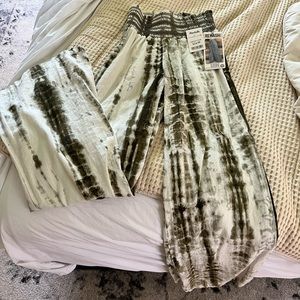 Green tie dye pants